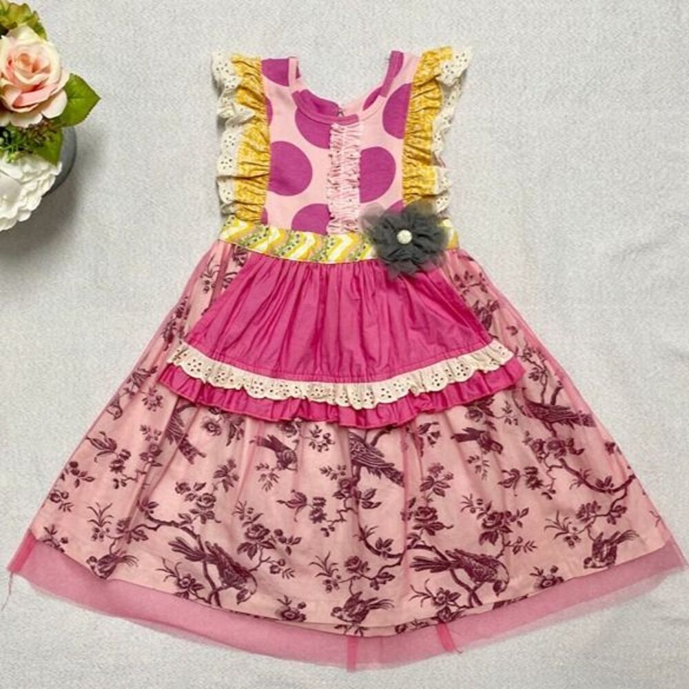 Giggle Moon birdie apron dress. Size 6